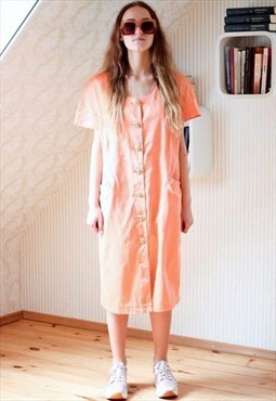 Peach colour shirt style dress