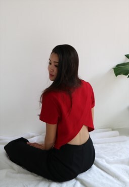 Red Nita Top - Crop top with back slit