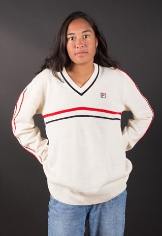VINTAGE FILA KNIT V-NECK JUMPER