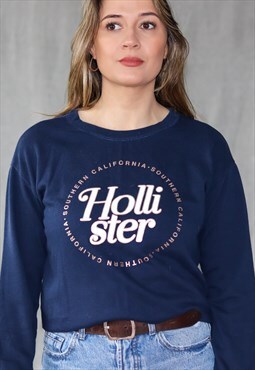 Casual Hollister Navy Logo Sweater