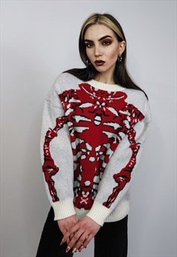 Skeleton sweater knitted bones jumper rib cage knitwear