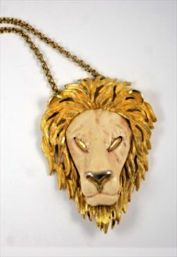 Luca Razza 70s Zodiac Leo Lion Head Revival Pendant Necklac