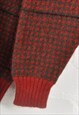 VINTAGE WOOLRICH KNITTED JUMPER CHECK PATTERN WOOL LADIES XS