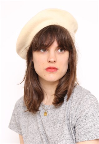 VINTAGE CREAM WOOL BERET