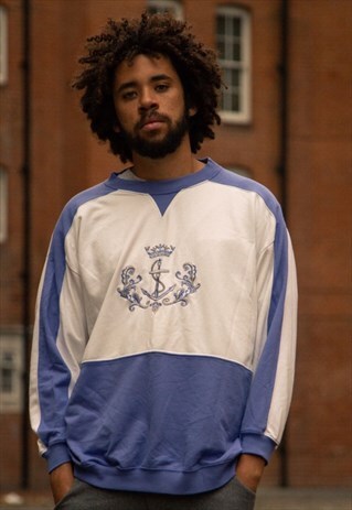 VINTAGE COLOURBLOCK SWEATSHIRT IN A WHITE AND LILAC