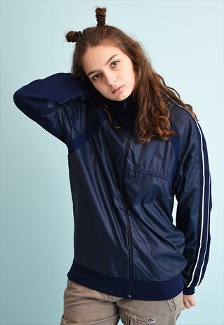 70'S RETRO TRACKSUIT SPORTS NAVY BLUE ATHLEISURE JACKET