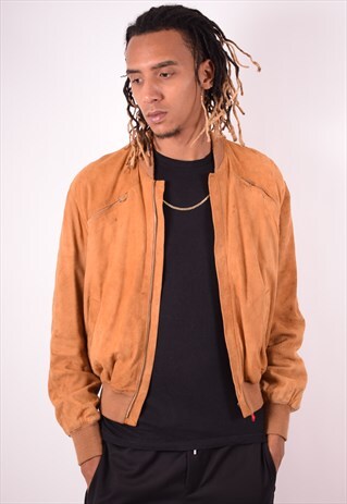 CERRUTI 1881 MENS VINTAGE SUEDE BOMBER JACKET MEDIUM 90S