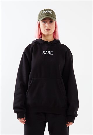 OVERSIZED HOODIE IN BLACK WITH WHITE EMBROIDERY