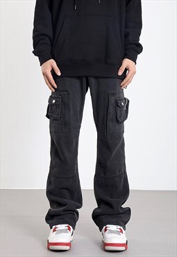 Blue Washed Cargo pants trousers Y2k