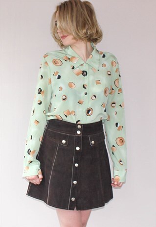 VINTAGE 80'S GREEN POLKA DOT BLOUSE