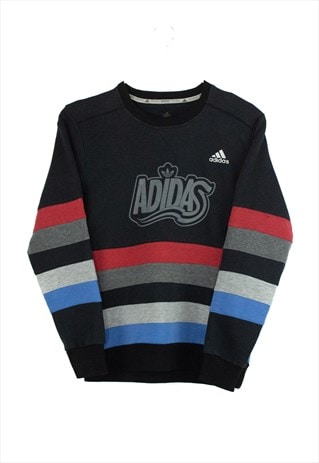 Vintage Adidas Stripped Sweatshirt in Black S