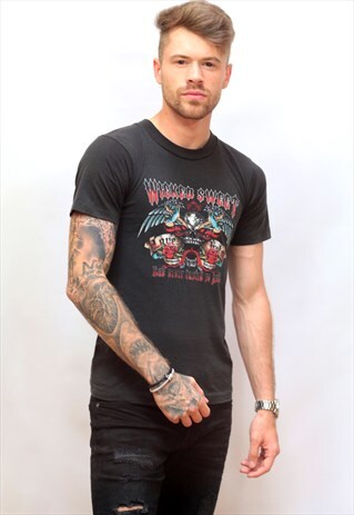 VINTAGE BLACK GRAPHIC 'WICKED SWEET' T-SHIRT