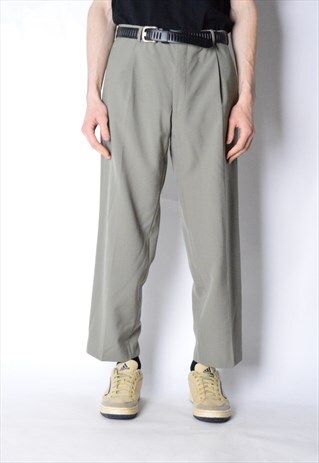 VINTAGE 90S KHAKI WOOL BLEND PANTS