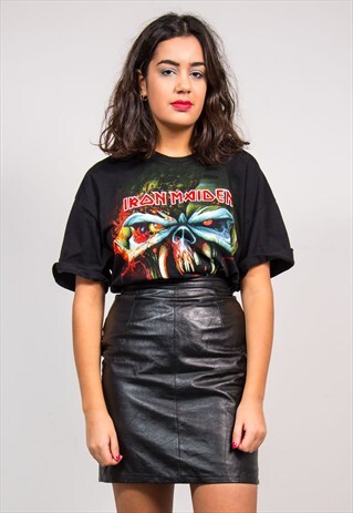 VINTAGE 90'S BLACK LEATHER HIGH WAIST MINI SKIRT