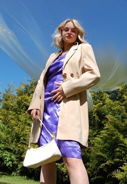 Vintage y2k long casual glam blazer coat jacket in cream