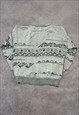 VINTAGE KNITTED JUMPER ABSTRACT PATTERNED GRANDAD SWEATER