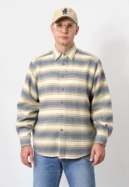 Benetton vintage shirt in striped pattern wool long sleeve