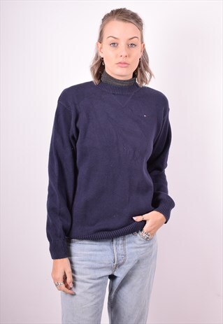 TOMMY HILFIGER WOMENS VINTAGE JUMPER SWEATER XL BLUE 90'S