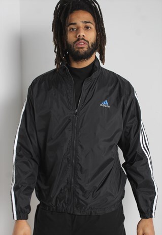 VINTAGE ADIDAS 90'S SHELL BOMBER JACKET - BLACK