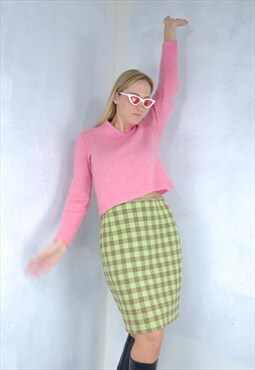 Vintage 80's retro fluffy punk knitted soft jumper in pink 