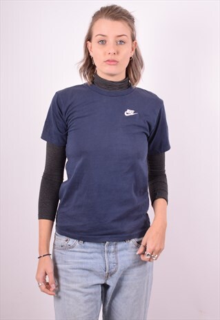 ADIDAS WOMENS VINTAGE T-SHIRT TOP MEDIUM BLUE 90'S