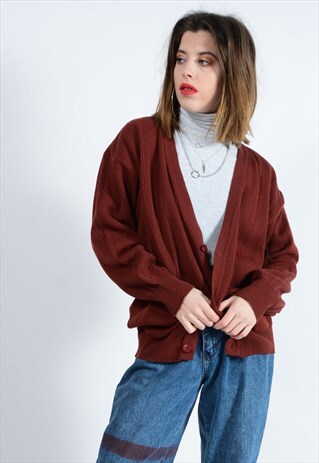 VINTAGE CARDIGAN IN BROWN WITH BUTTONS