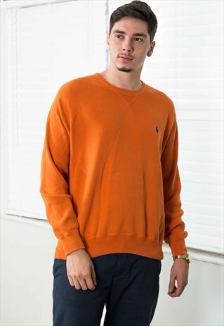 VINTAGE POLO RALPH LAUREN JUMPER SWEATER LOGO 90S M 15.5