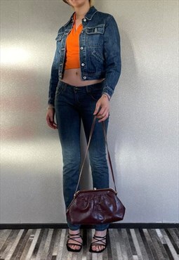 Vintage 50's Burgundy Leather Handbag i
