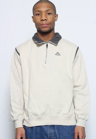 VINTAGE KAPPA 1/4 ZIP LOGO SWEATSHIRT CREAM