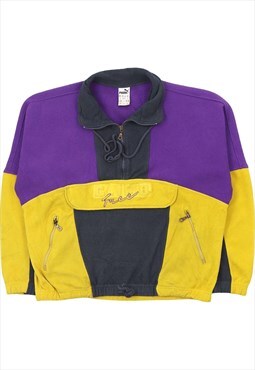 Vintage 90's Puma Sweatshirt Retro Fleece Zip Up Black,