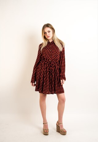 VINTAGE DIAMOND PRINTED TEA DRESS (ORANGE)