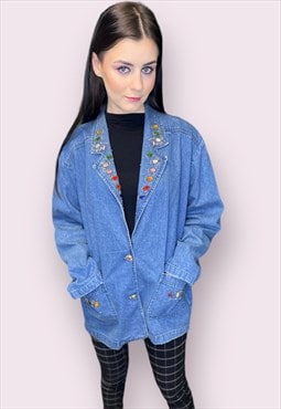 Vintage unique denim blazer for women, 80s  jacket {W487}