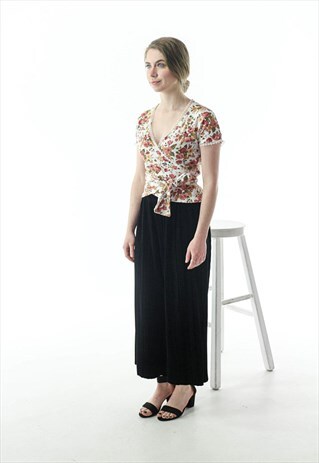 FLORAL WRAP AROUND BLOUSE / WRAPOVER SPRING SHIRT