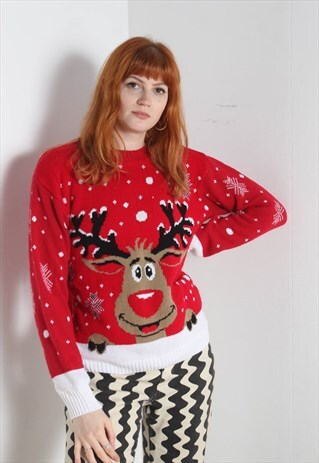 VINTAGE CHRISTMAS JUMPER RED