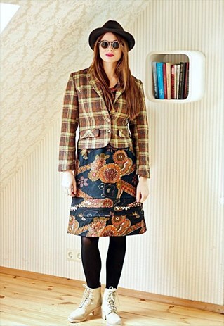 BROWN AND GREEN CHECKED WOOL JACKET