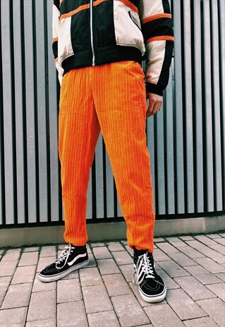 VINTAGE 80S UNISEX ORANGE CORDUROY PANTS