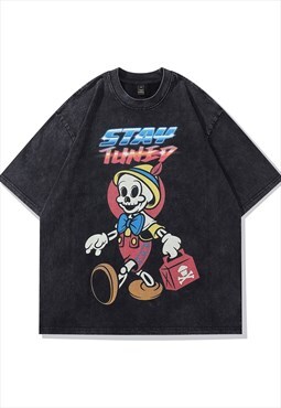 Pinokio t-shirt back to school tee skeleton cartoon top