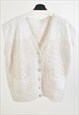 Vintage 80s hand knit vest in white