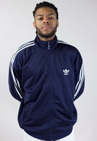 VINTAGE 90S ADIDAS NAVY ZIP-UP SPORTS JACKET