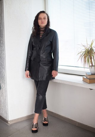 VINTAGE 80'S LEATHER JACKET IN BLACK