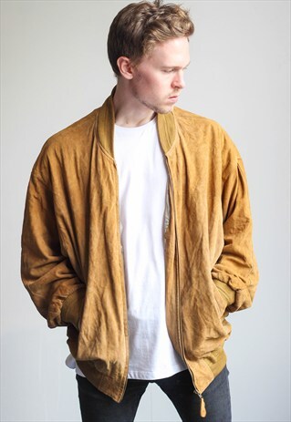 VINTAGE OVERSIZED SUEDE BOMBER JACKET