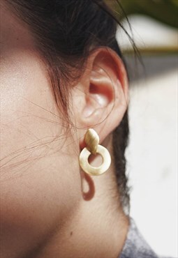 Open Circle Round Stud Earrings in 18k Gold Boho Minimal 