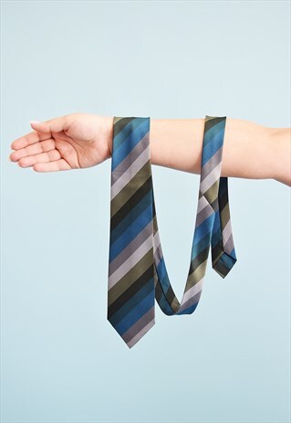 VINTAGE 80'S RETRO STRIPED PATTERN PRINT TIE