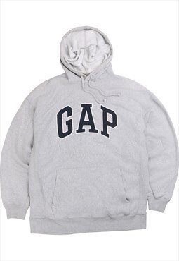 Vintage  Gap Hoodie Spellout Pullover Heavyweight Grey Small