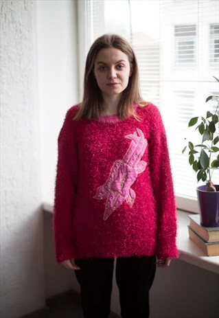 VINTAGE 80'S PINK FRINGE JUMPER