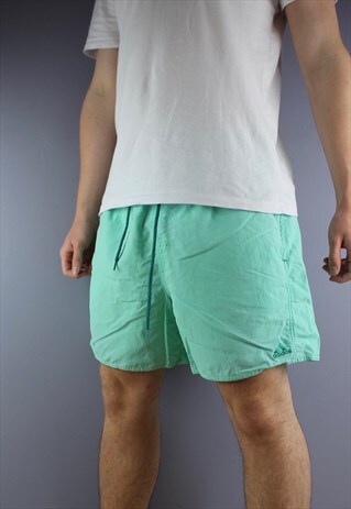 VINTAGE ADIDAS SHORTS IN MINT GREEN WITH POCKETS AND EMBROID