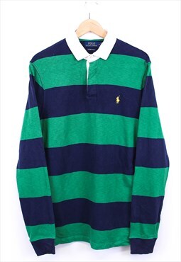 Vintage Ralph Lauren Rugby Top Green Navy With Chest Logo