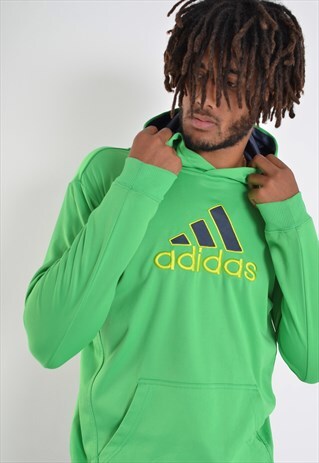 VINTAGE ADIDAS BIG LOGO SWEATSHIRT HOODIE GREEN