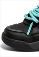 CHUNKY SOLE TRAINERS RETRO PATCH SNEAKERS SKATE SHOES BLACK