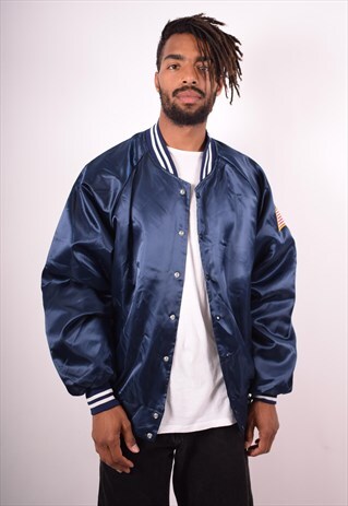MENS VINTAGE BOMBER JACKET XXL BLUE 90S
